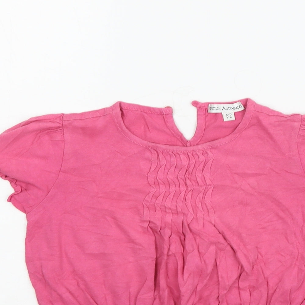Marks and Spencer Girls Pink   Basic T-Shirt Size 4-5 Years