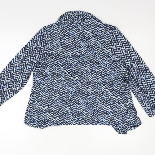 Preworn Womens Blue Geometric  Cardigan Jumper Size M