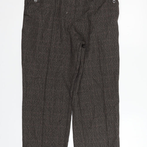 Marks and Spencer Womens Brown Check  Trousers  Size 12 L22 in
