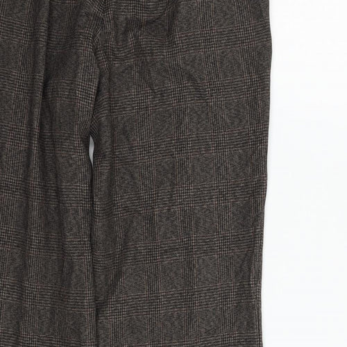 Marks and Spencer Womens Brown Check  Trousers  Size 12 L22 in