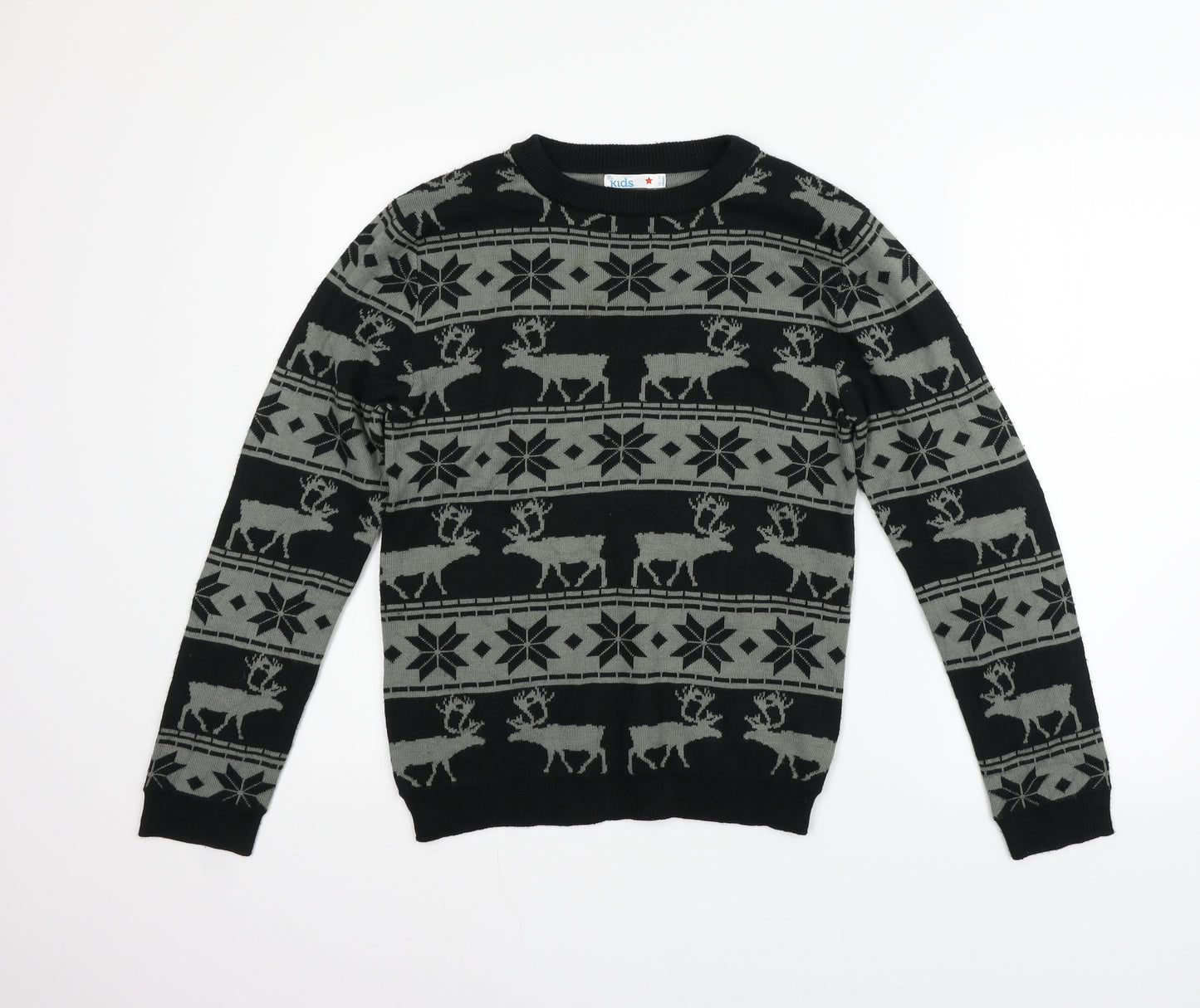 M&Co Boys Grey Geometric  Pullover Jumper Size 12-13 Years