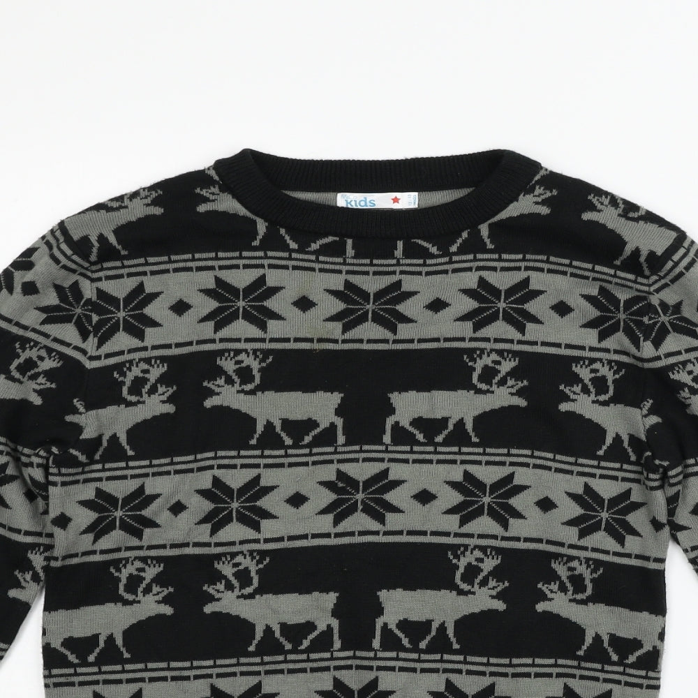 M&Co Boys Grey Geometric  Pullover Jumper Size 12-13 Years