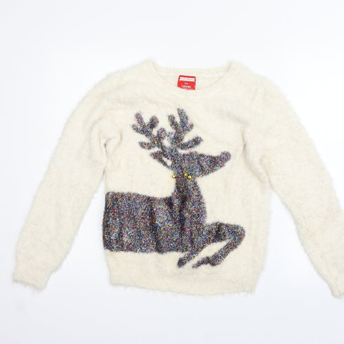 George Womens White   Pullover Jumper Size 10  - christmas