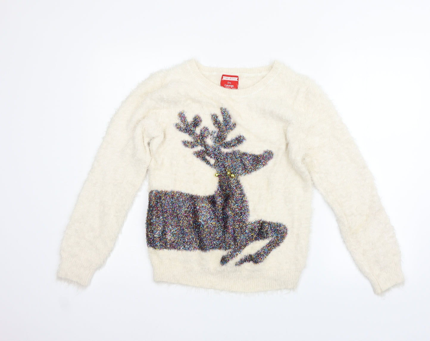 George Womens White   Pullover Jumper Size 10  - christmas