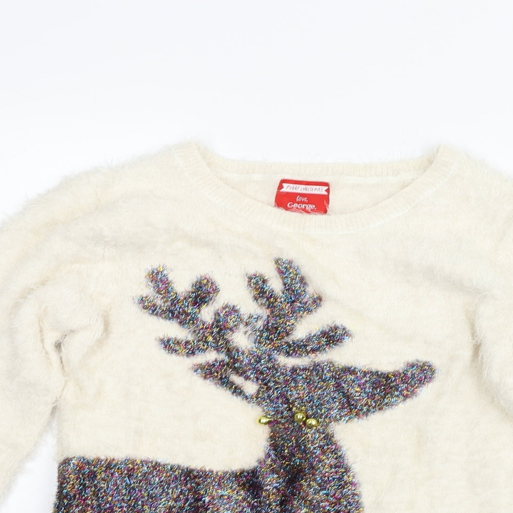 George Womens White   Pullover Jumper Size 10  - christmas