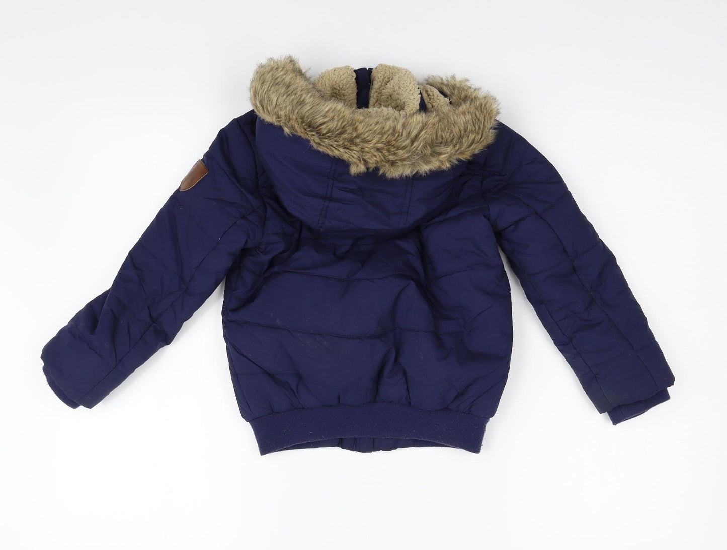 george  Boys Blue   Jacket Coat Size 5-6 Years  - FAUX FUR