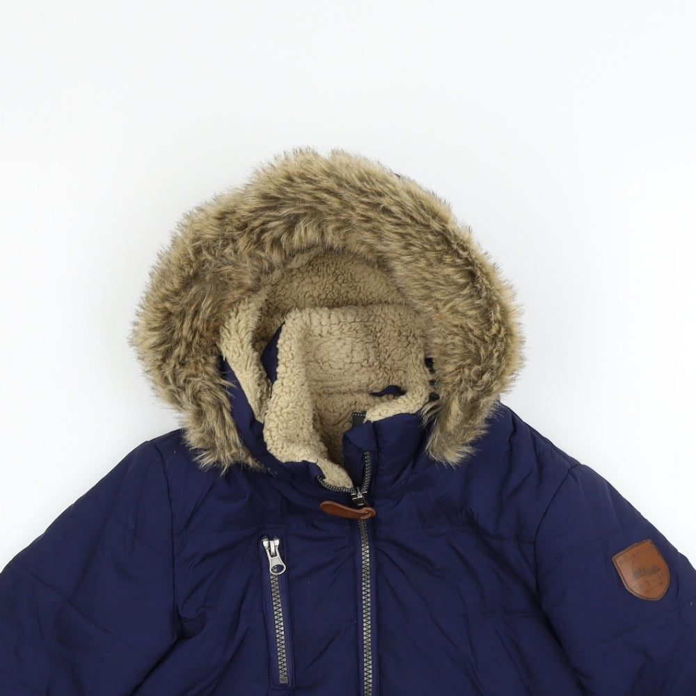 george  Boys Blue   Jacket Coat Size 5-6 Years  - FAUX FUR
