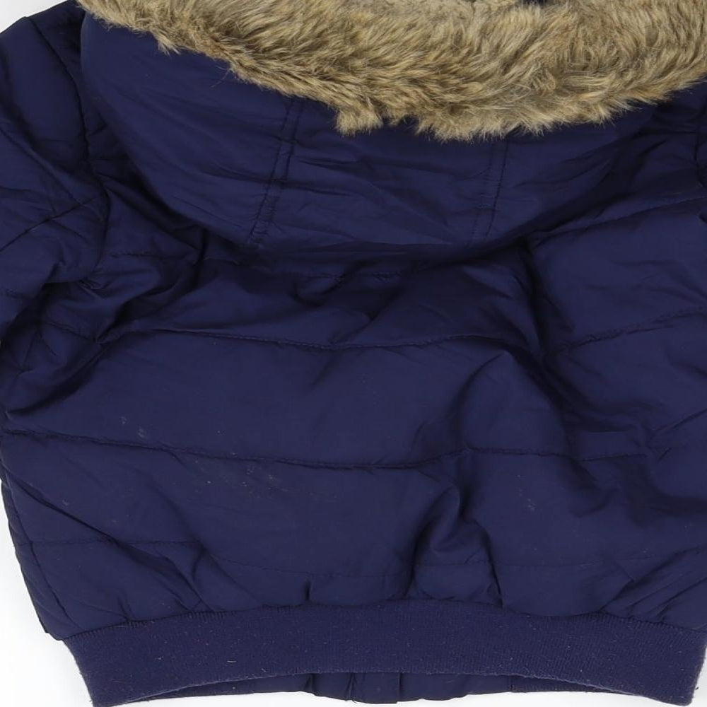george  Boys Blue   Jacket Coat Size 5-6 Years  - FAUX FUR