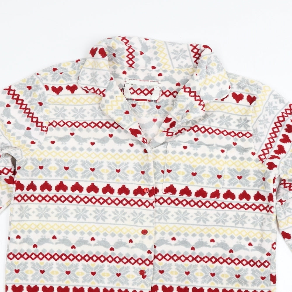 Preworn Womens White Geometric  Top Pyjama Top Size 8