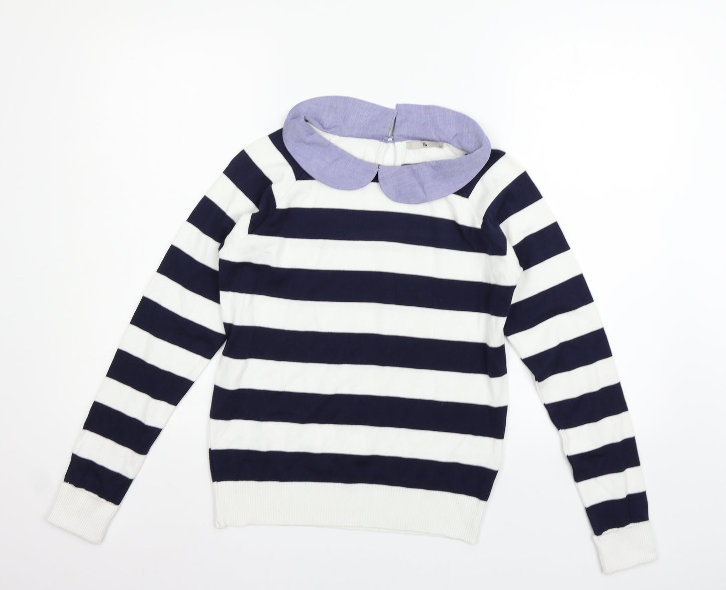 TU Womens Blue Striped  Pullover Jumper Size 10