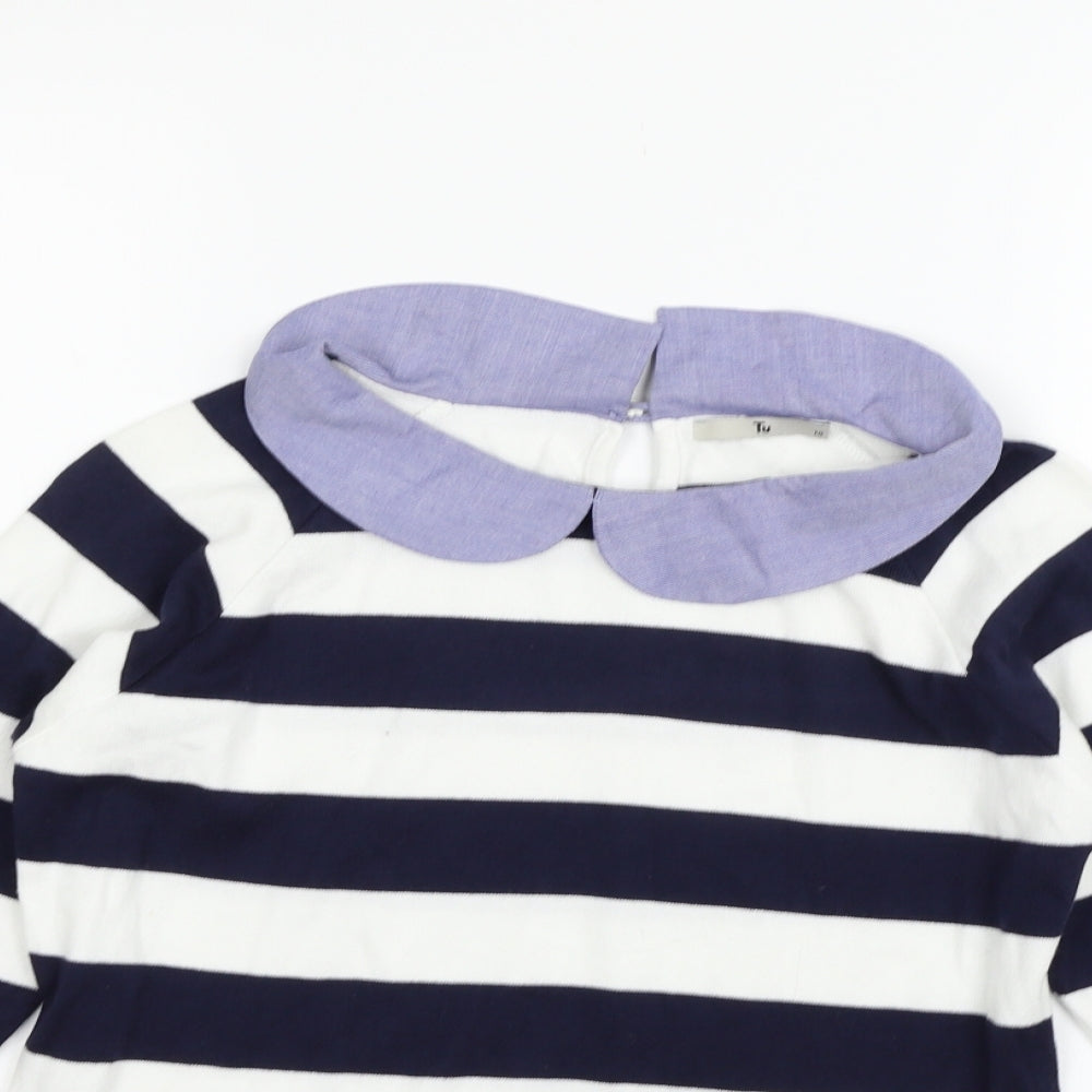 TU Womens Blue Striped  Pullover Jumper Size 10