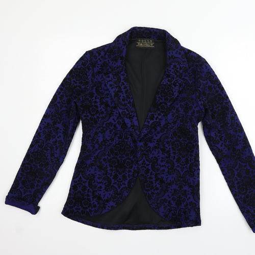 Dolls Womens Blue Geometric  Jacket Blazer Size 12