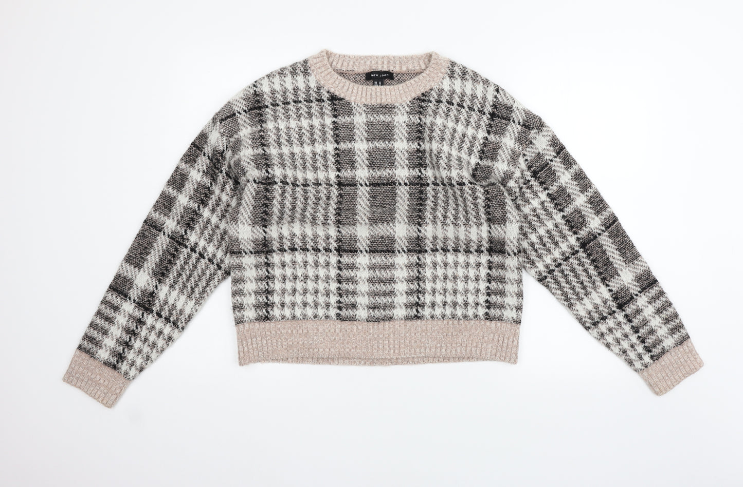 New Look Womens Beige Check  Pullover Jumper Size M