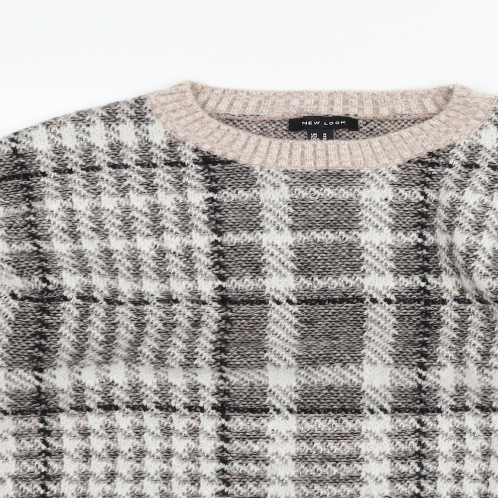 New Look Womens Beige Check  Pullover Jumper Size M