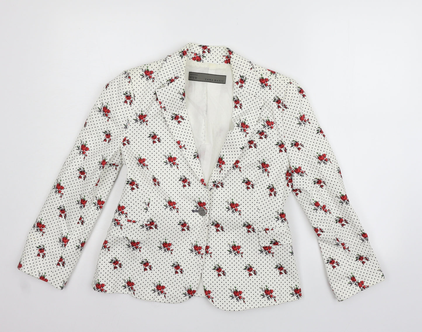 Zara Womens Silver Floral  Jacket Blazer Size M