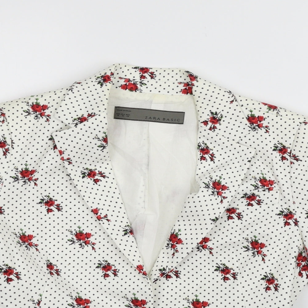 Zara Womens Silver Floral  Jacket Blazer Size M