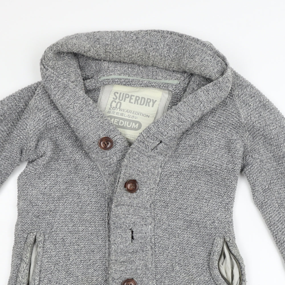 Superdry Mens Grey   Cardigan Jumper Size M