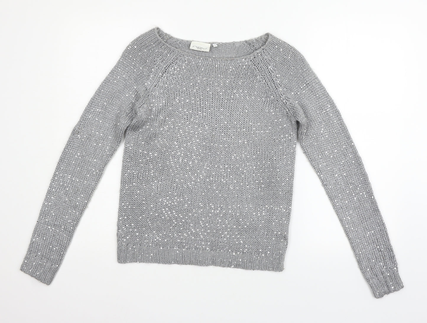 New Look Womens Grey   Pullover Jumper Size 8  - SEQUIN