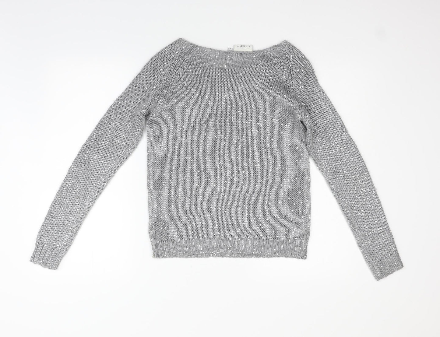 New Look Womens Grey   Pullover Jumper Size 8  - SEQUIN