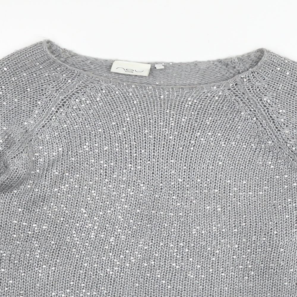 New Look Womens Grey   Pullover Jumper Size 8  - SEQUIN