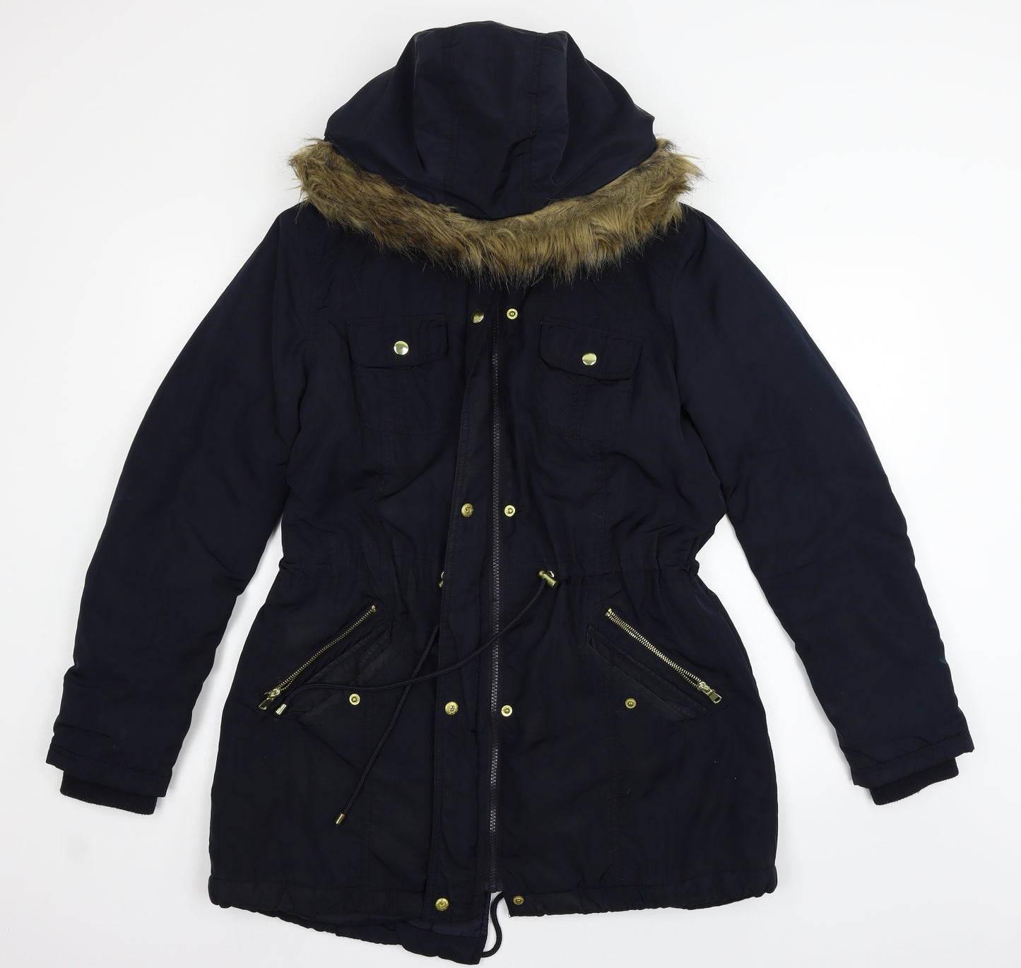 F&F Womens Blue   Jacket Coat Size 14  - FAUX FUR