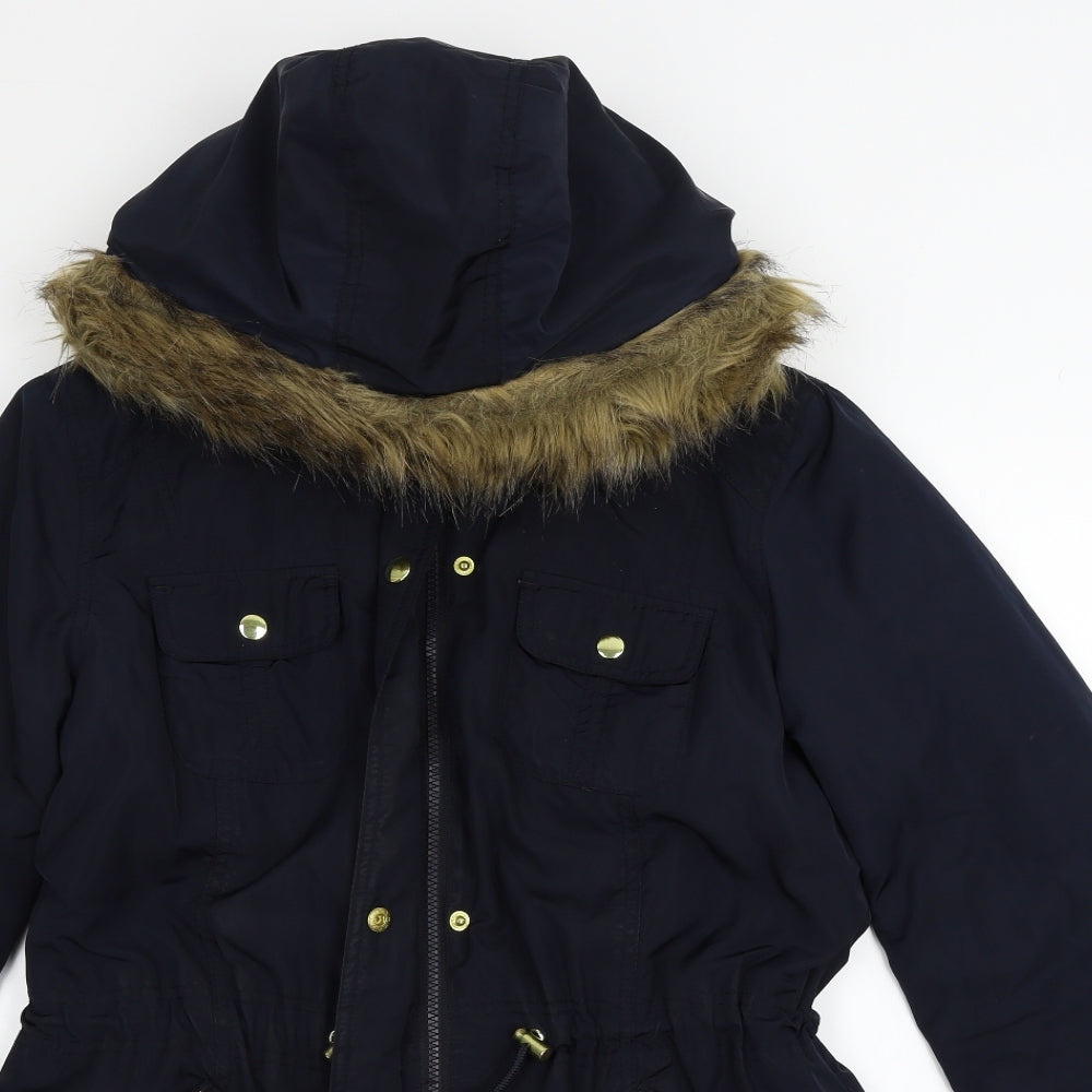 F&F Womens Blue   Jacket Coat Size 14  - FAUX FUR