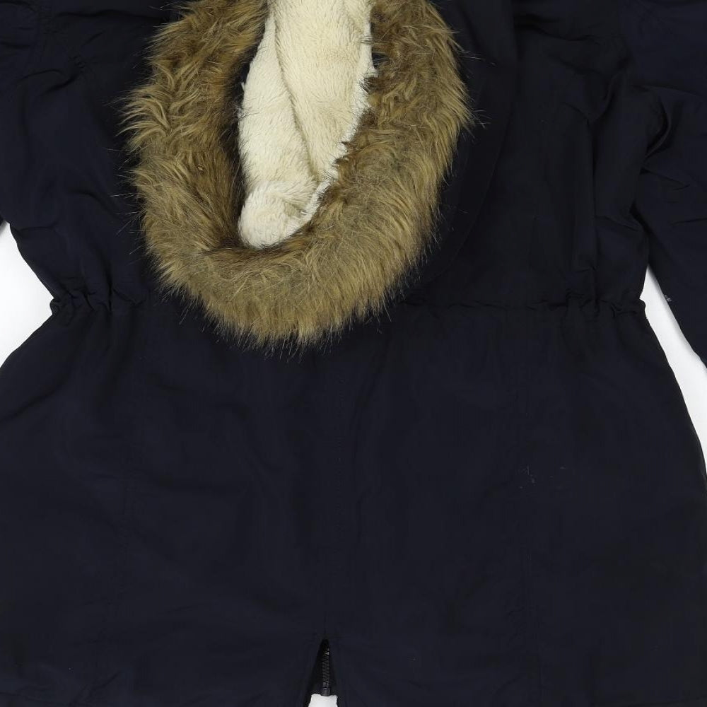 F&F Womens Blue   Jacket Coat Size 14  - FAUX FUR