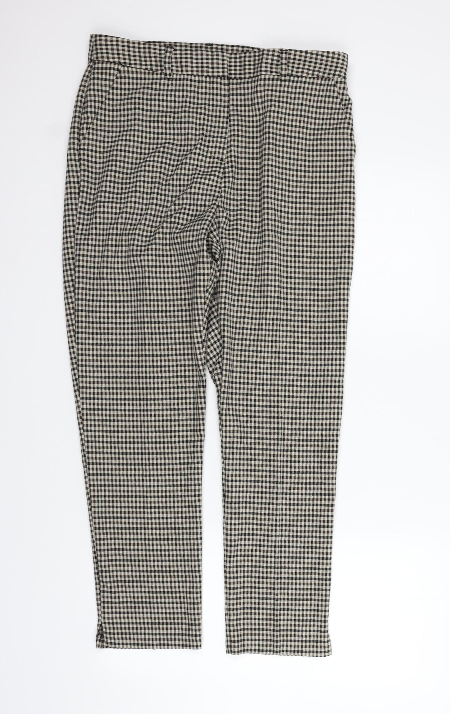 F&F Womens Beige Check  Trousers  Size 12 L25 in