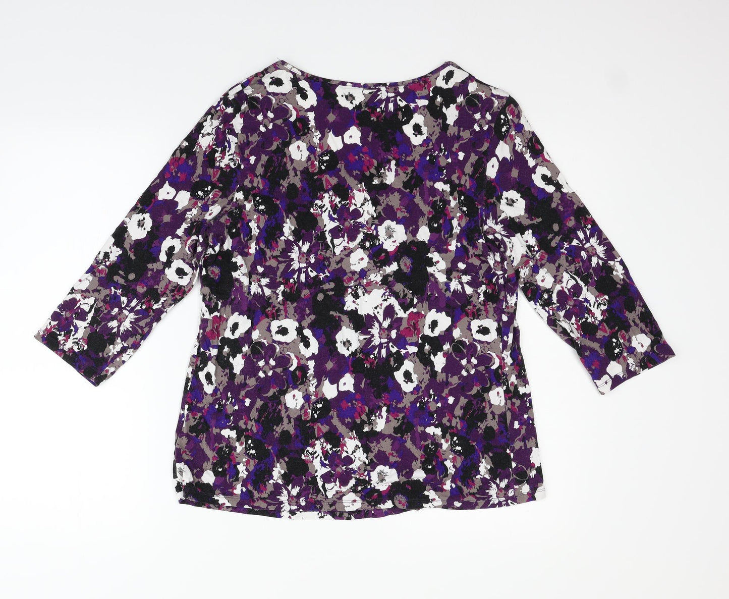 Marks and Spencer Womens Purple Geometric  Basic T-Shirt Size 14