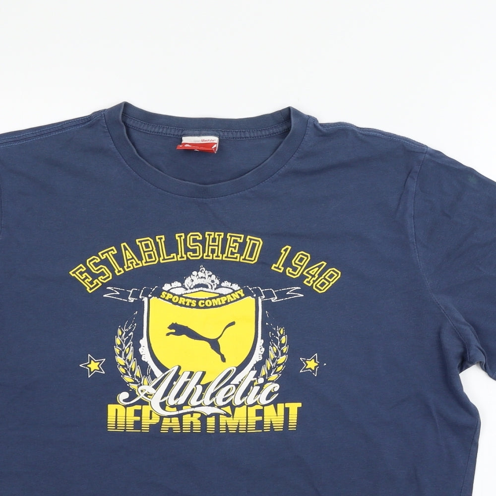 PUMA Womens Blue Houndstooth  Basic T-Shirt Size M