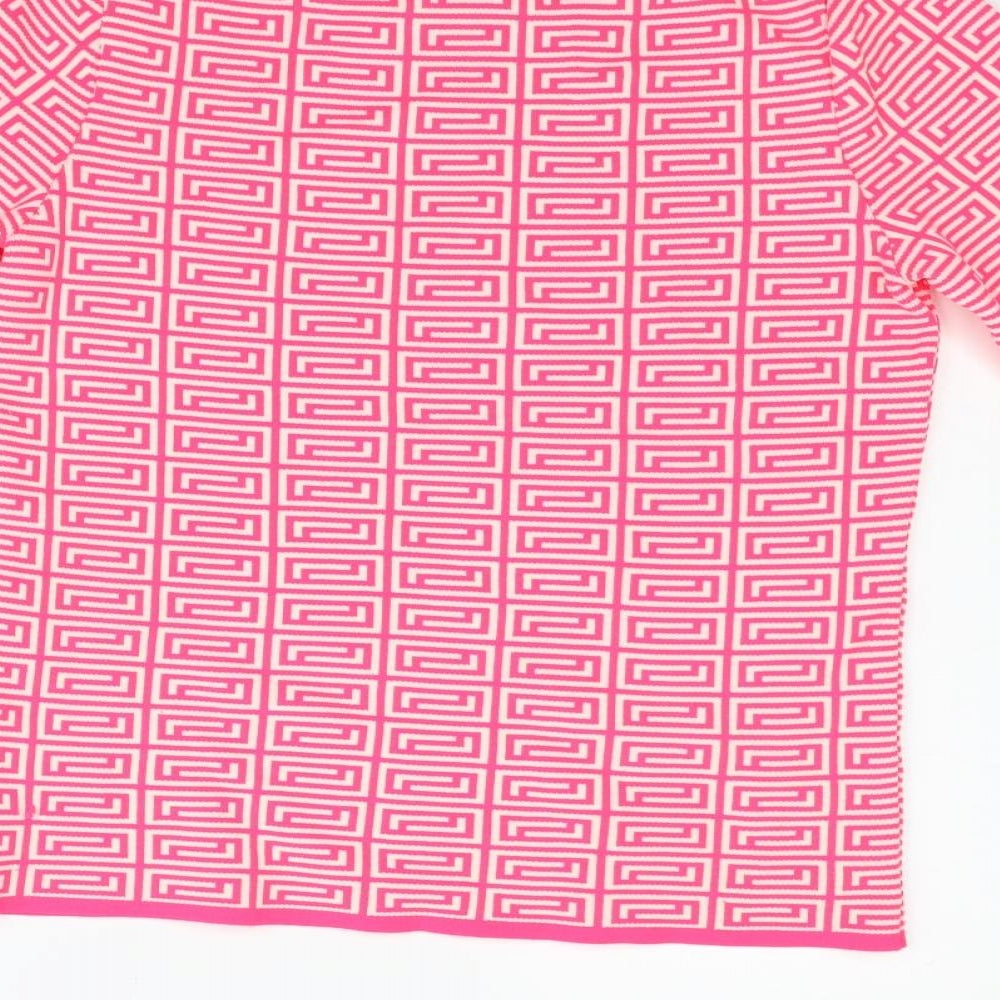 River Island Womens Pink Geometric  Pullover Jumper Size 14