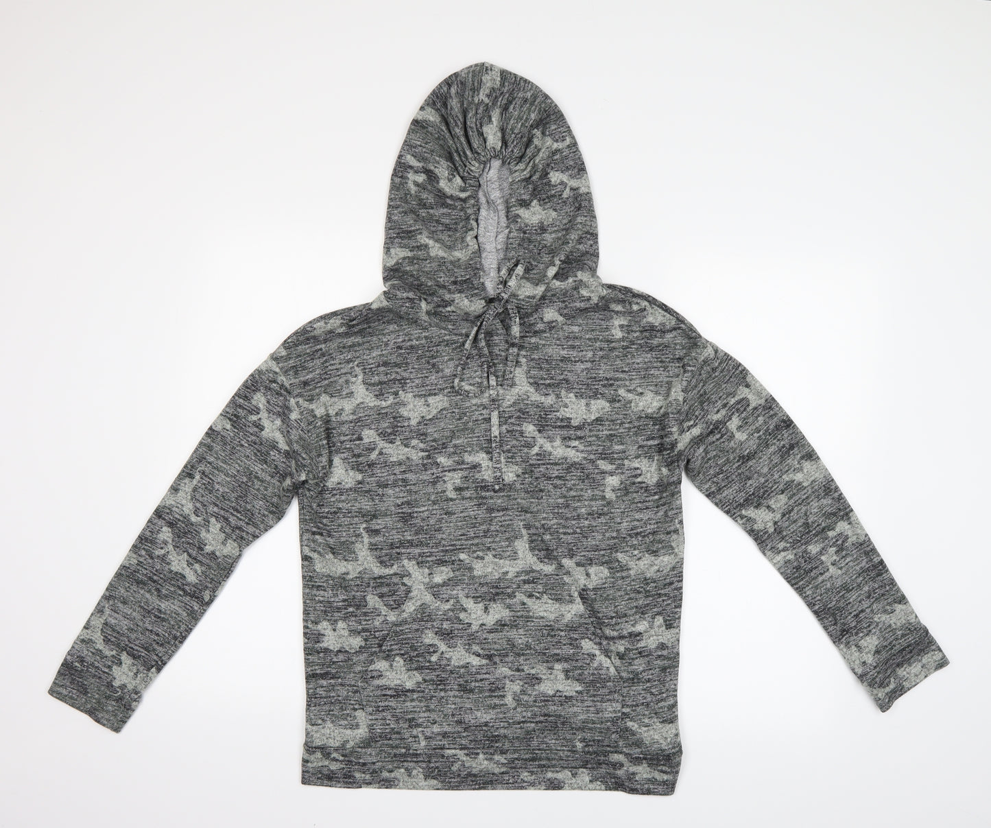 Papaya Womens Green Camouflage  Henley Hoodie Size 8