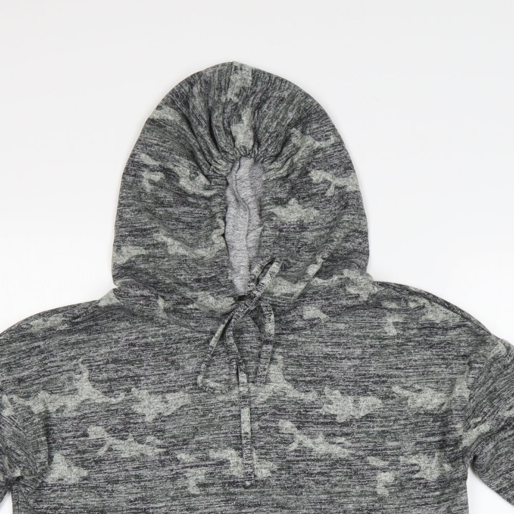 Papaya Womens Green Camouflage  Henley Hoodie Size 8
