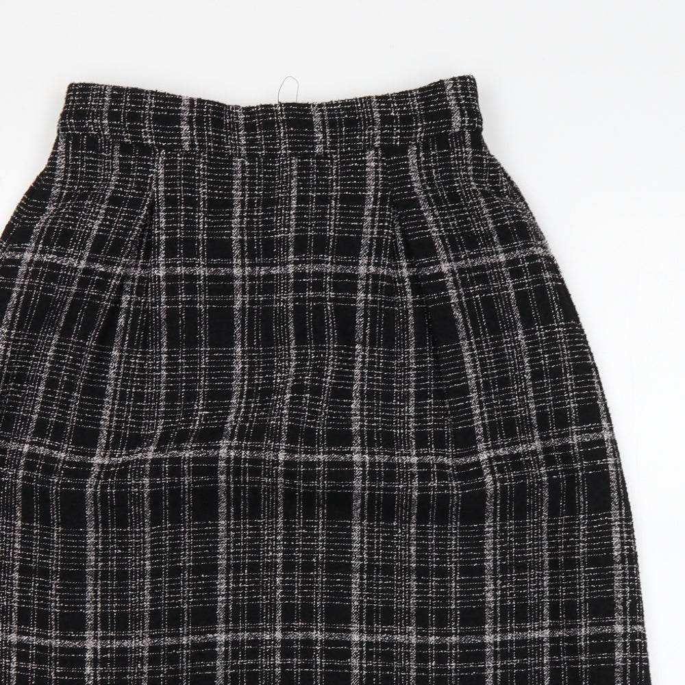 Marks and Spencer Womens Black Plaid  Pleated Skirt Size 6