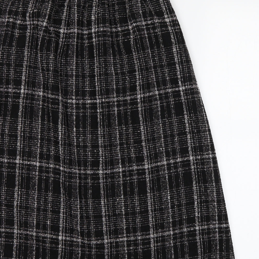 Marks and Spencer Womens Black Plaid  Pleated Skirt Size 6