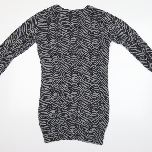 inItial Womens Grey Animal Print  Cardigan Jumper Size M