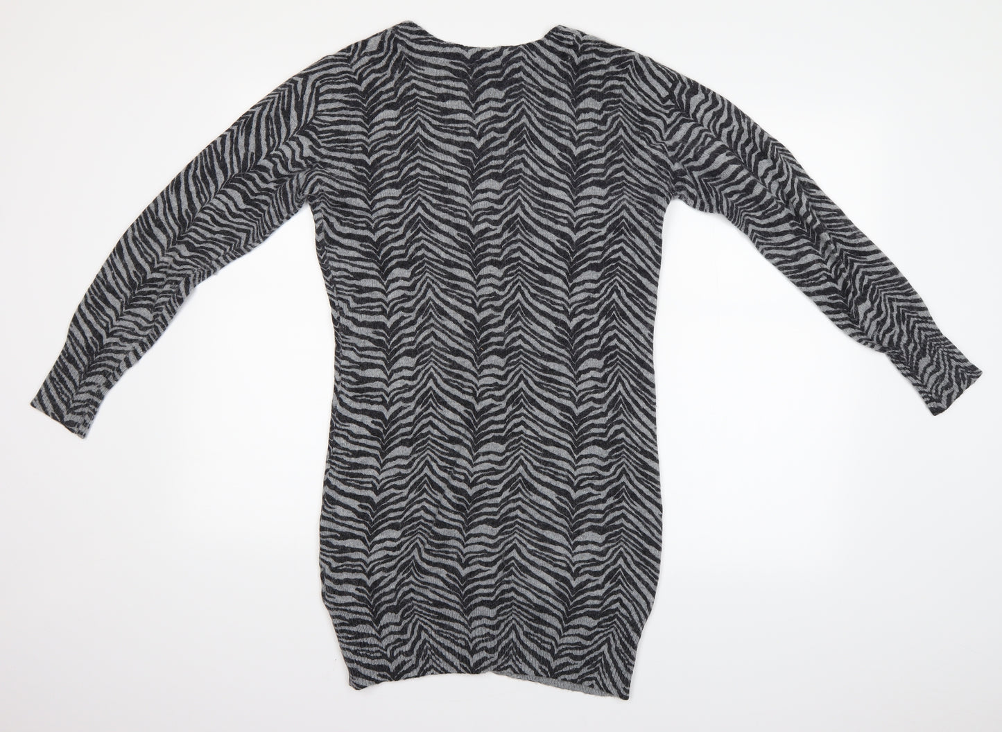inItial Womens Grey Animal Print  Cardigan Jumper Size M