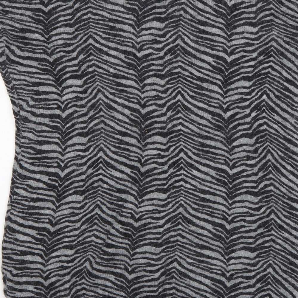 inItial Womens Grey Animal Print  Cardigan Jumper Size M
