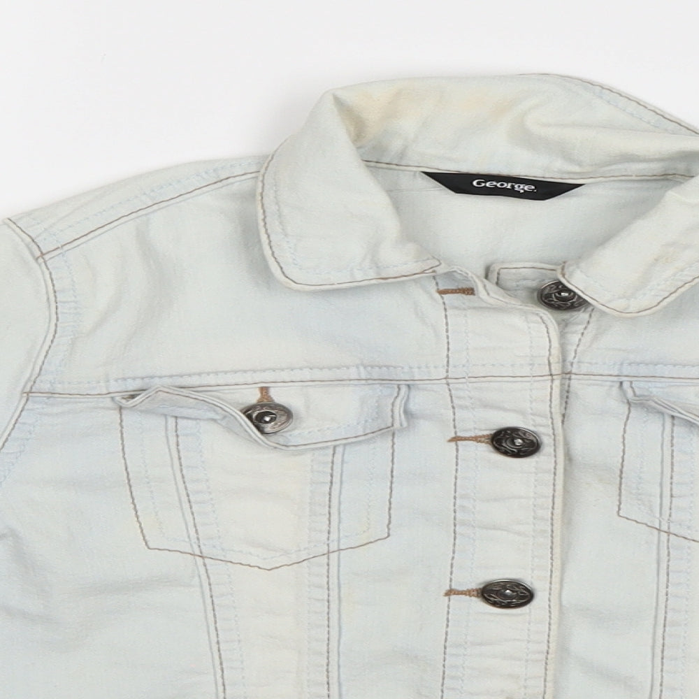 George Girls Blue  Denim Basic Jacket Jacket Size 7-8 Years