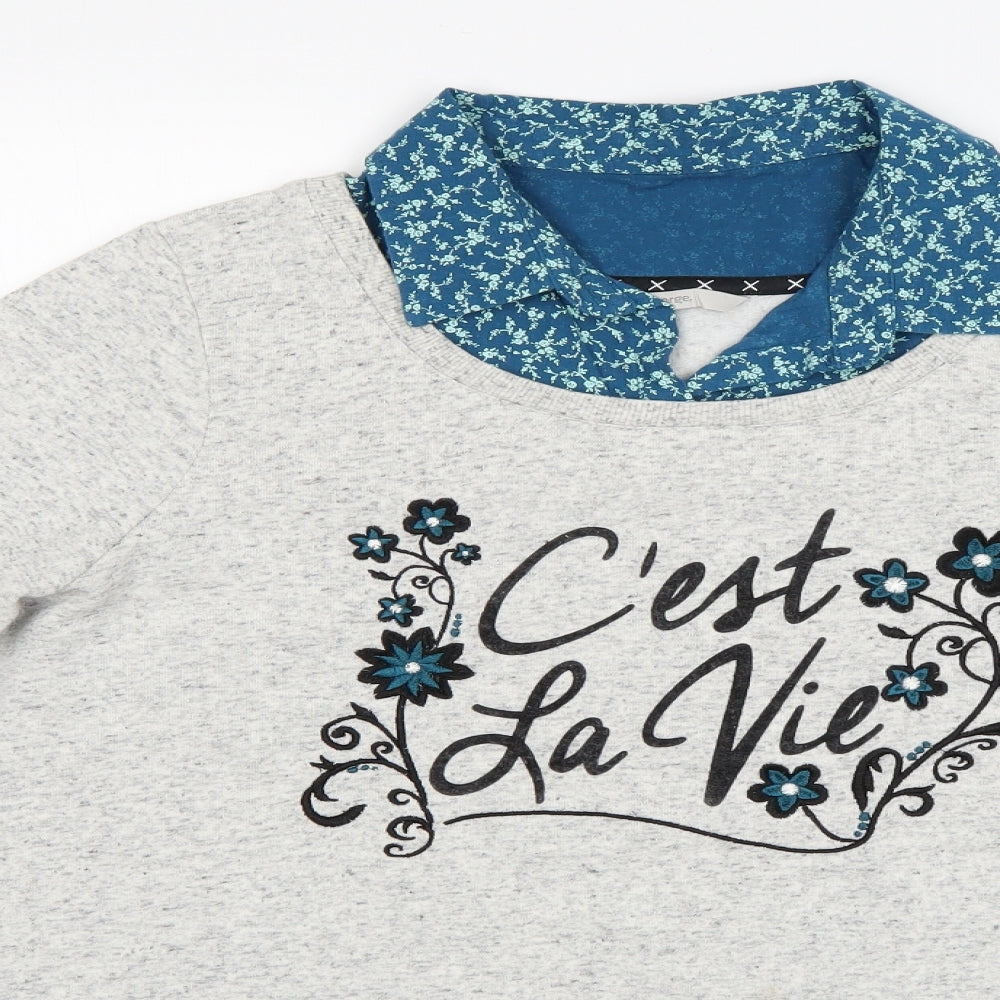 George# Womens Grey Floral  Pullover Jumper Size 14