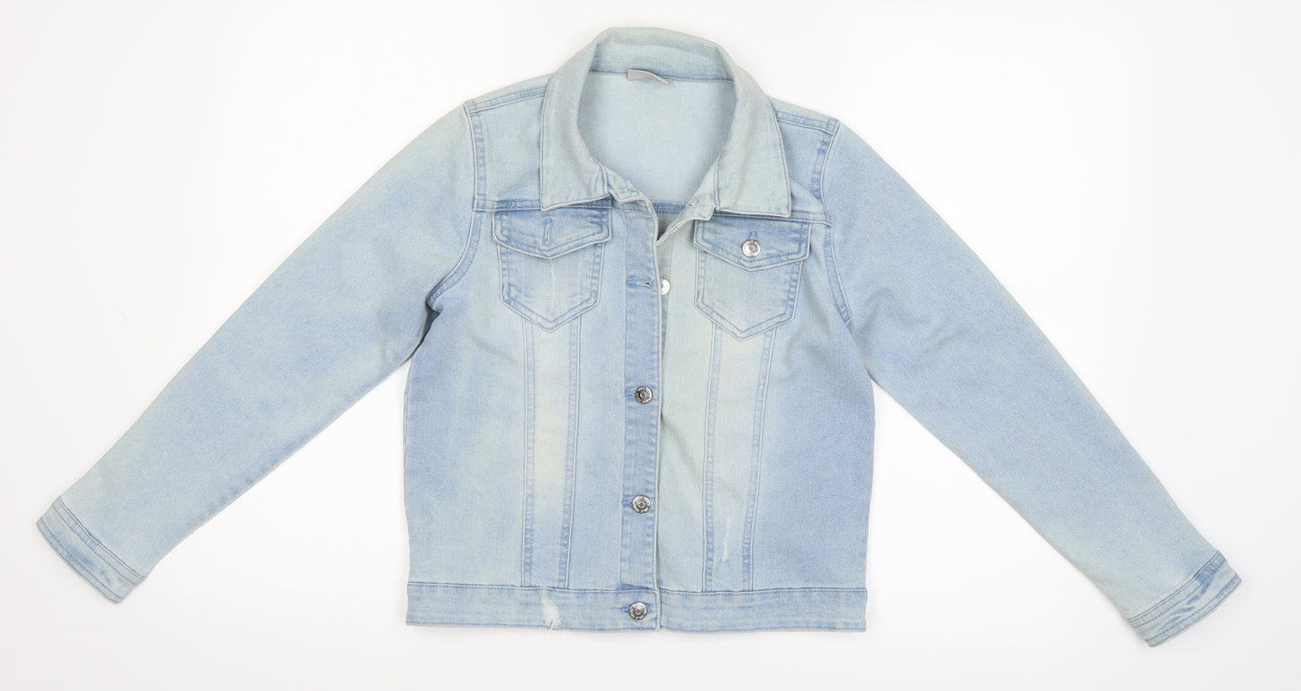 Matalan Girls Blue  Denim Basic Jacket Coatigan Size 11 Years