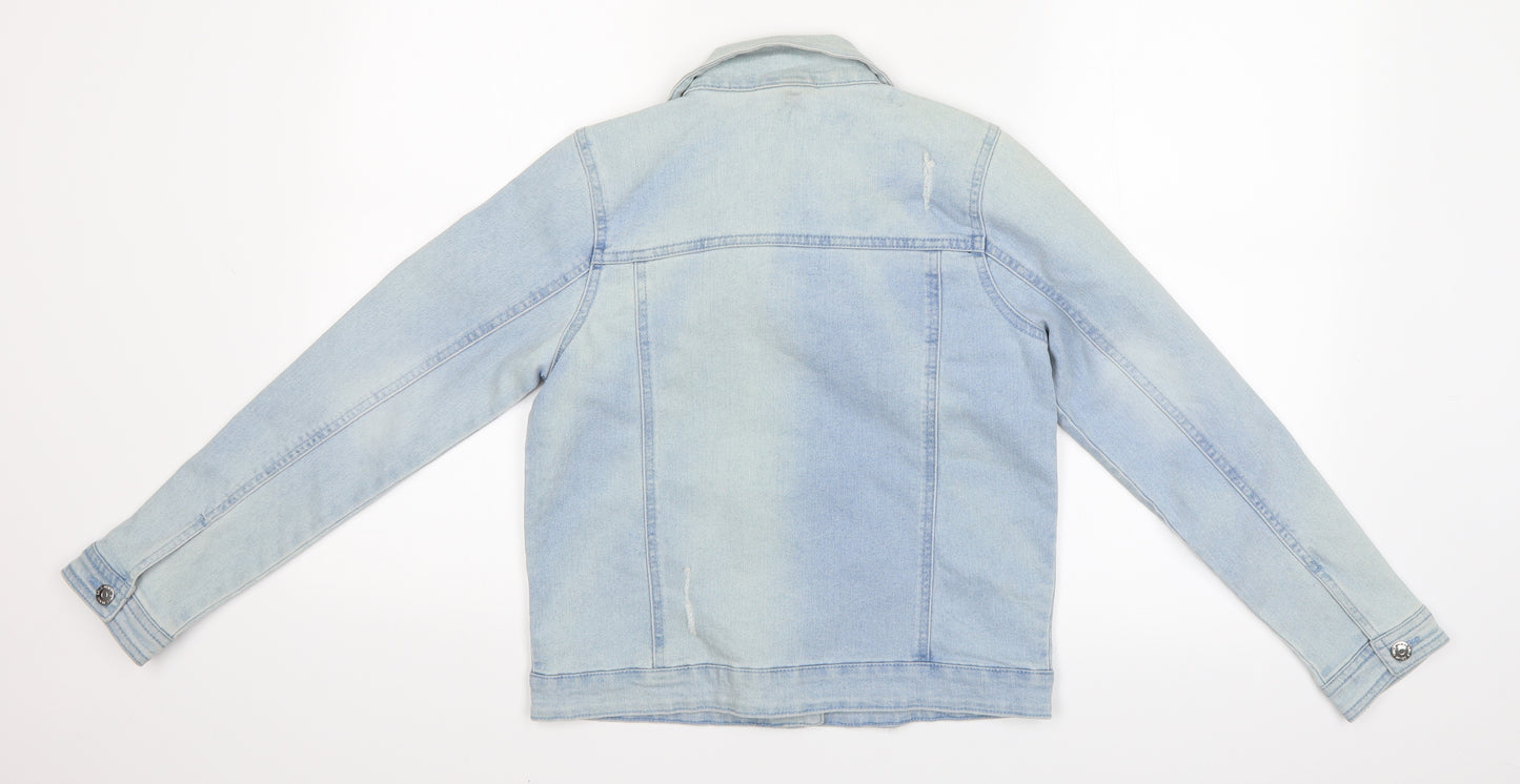 Matalan Girls Blue  Denim Basic Jacket Coatigan Size 11 Years