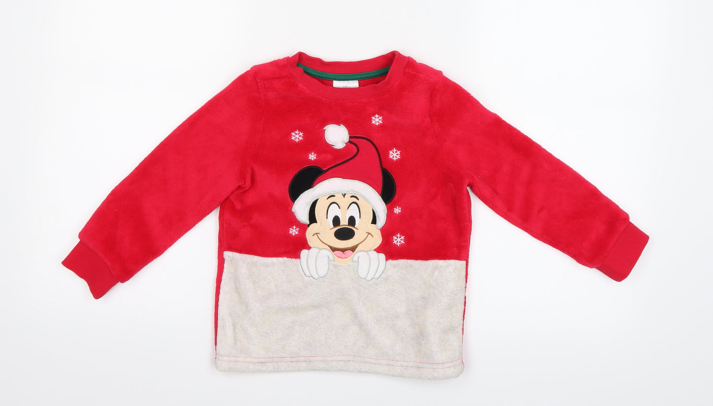 Preworn Boys Red   Pullover Jumper Size 4 Years  - Christmas