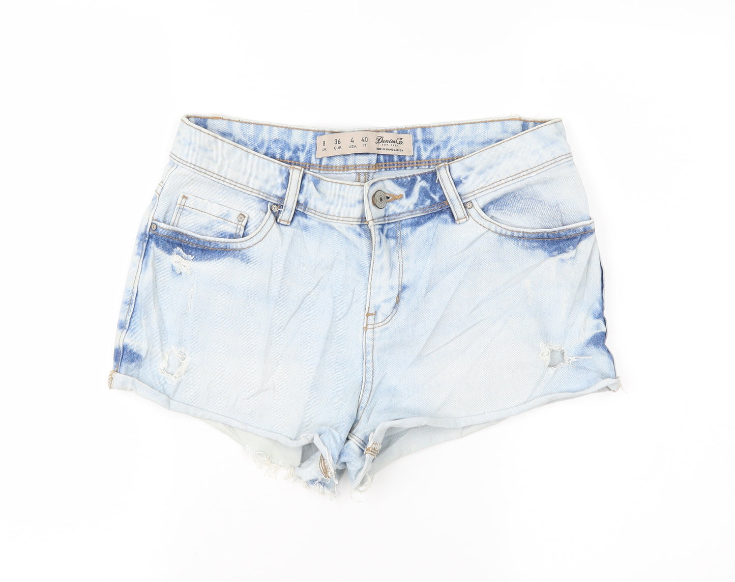 Denim Co Womens Blue  Denim Cut-Off Shorts Size 8 - Distressed
