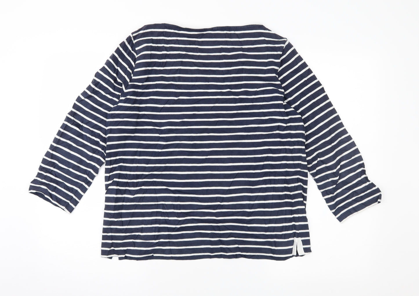 Jaeger Womens Blue Striped  Basic T-Shirt Size L