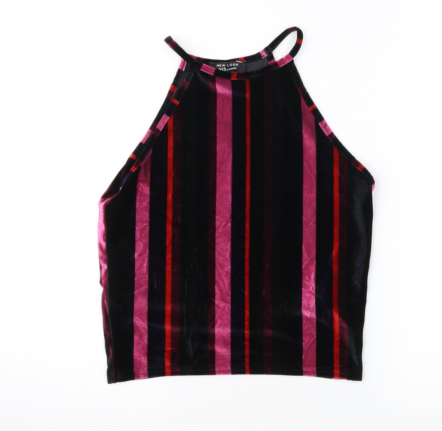 New Look Girls Black Striped Velour Basic Blouse Size 12-13 Years
