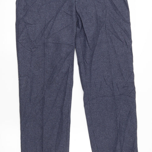 Marks and Spencer Womens Blue Houndstooth  Trousers  Size 12 L29 in