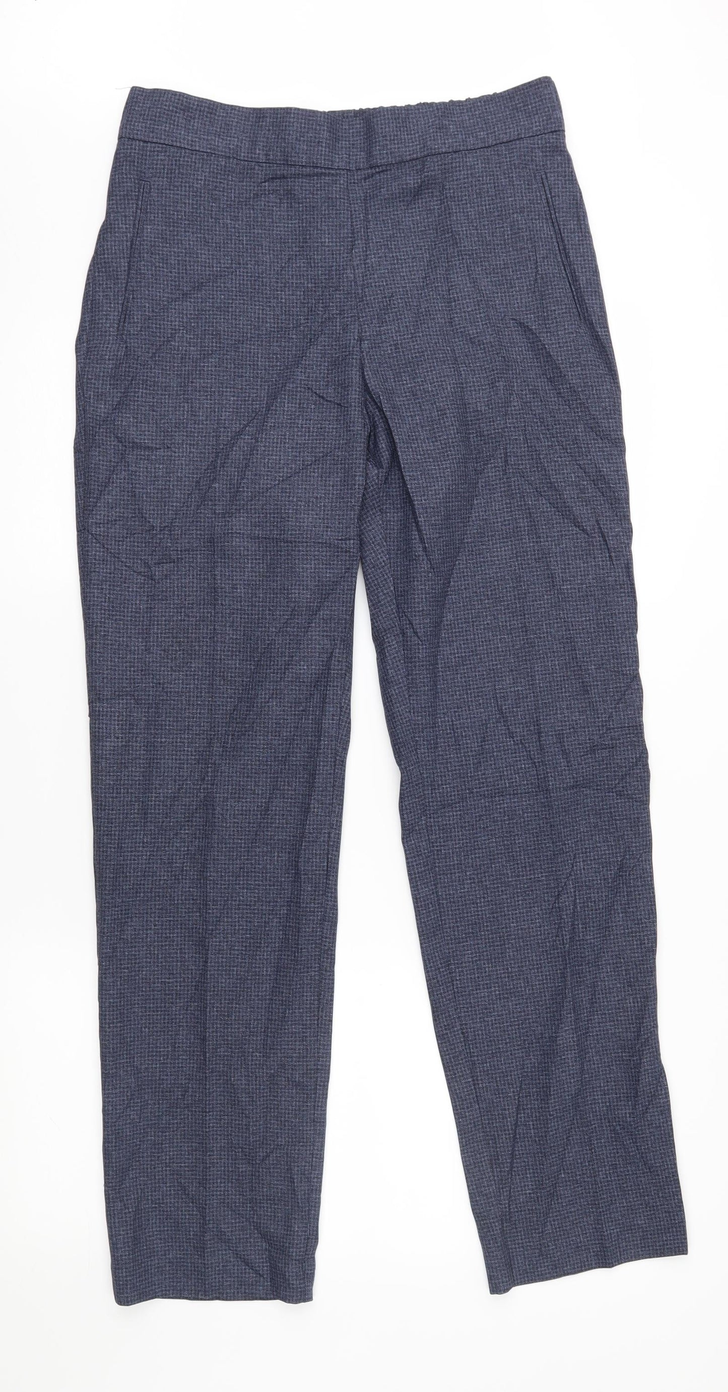Marks and Spencer Womens Blue Houndstooth  Trousers  Size 12 L29 in