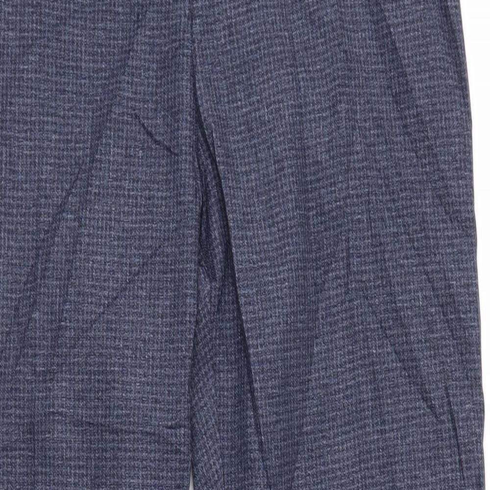 Marks and Spencer Womens Blue Houndstooth  Trousers  Size 12 L29 in