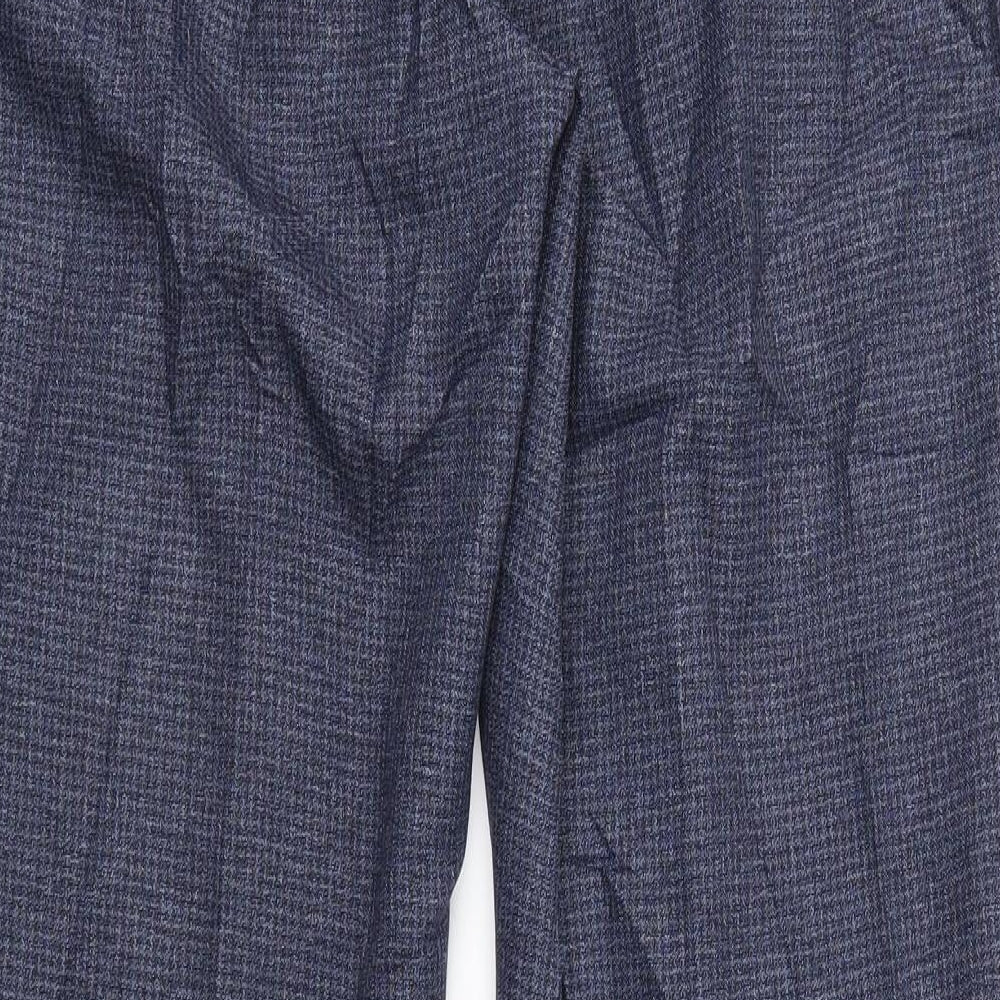 Marks and Spencer Womens Blue Houndstooth  Trousers  Size 12 L29 in